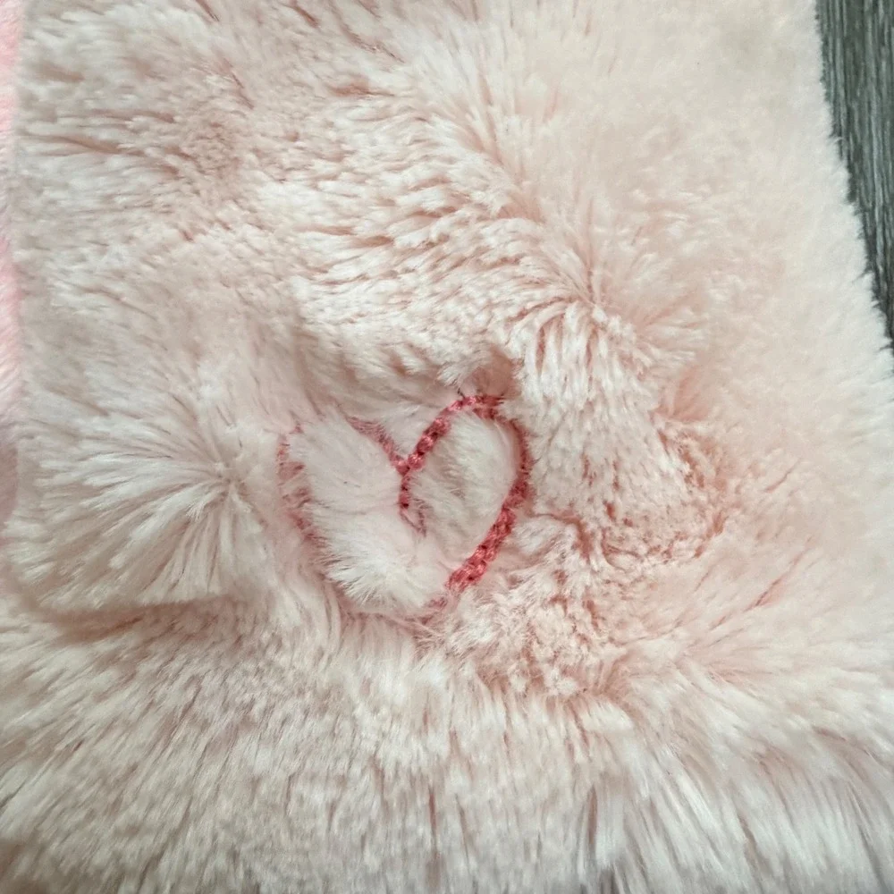 Nat & Jules‎ Pink Bear Puppet Blanket Plush Lovey Satin Lined Heart Detail